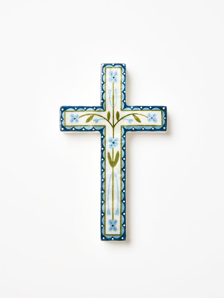 Samira Large Cross - Blue Flower
