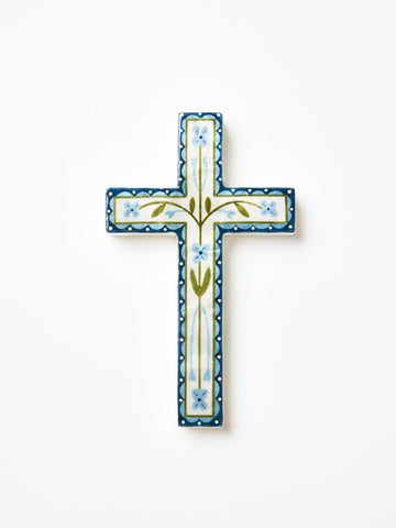 Samira Large Cross - Blue Flower