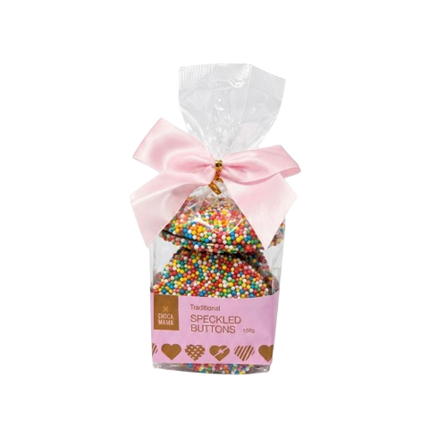Chocolate Freckled Button Pink Ribbon -150g