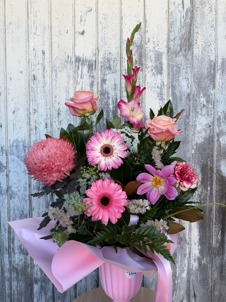 Pink Petal Bliss Arrangement - $130